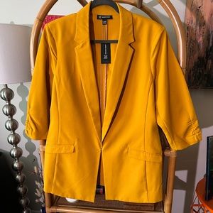 INC Women's Jacket Gold Size XL Notch Collar Pocket Front Blazer